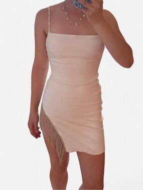 no you hang up mini dress Cream is wearing an XS No You Hang Up Mini